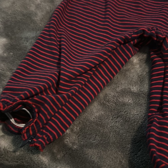 Florence Eiseman blue/red striped romper with flower details size 9m - Picture 3 of 4